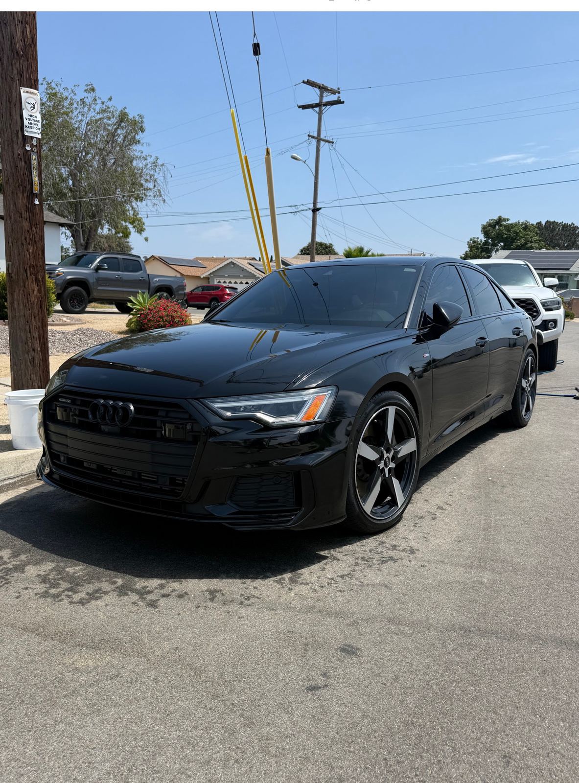 Detailed black Audi A6, mobile detailing