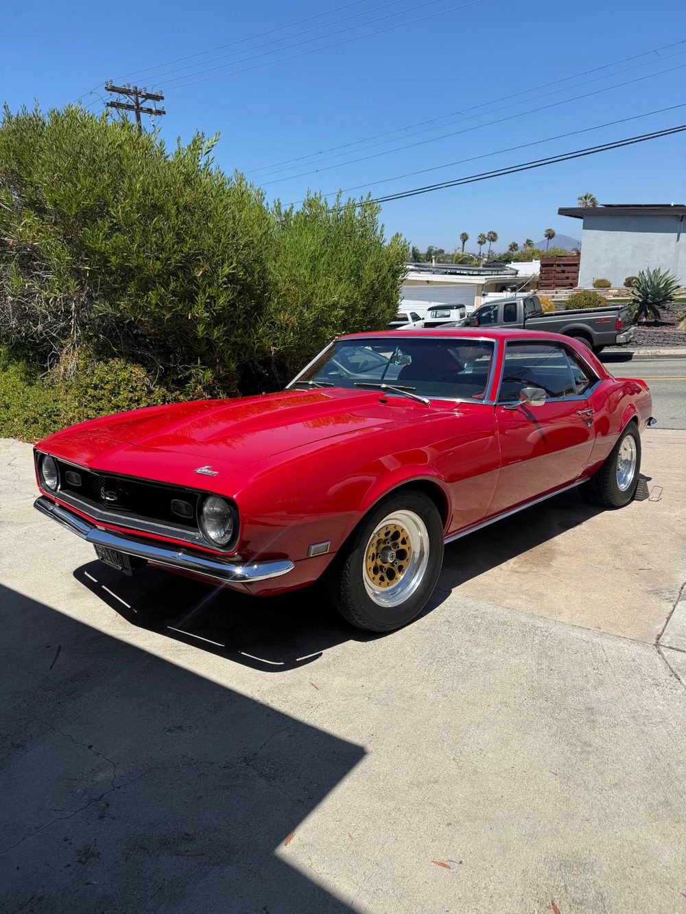 Detailed classic red Chevrolet Camaro SS