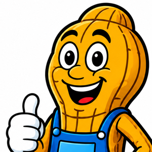 Peanut mascot giving a thumbs up